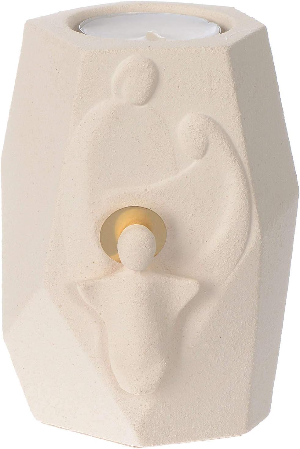 Candle with Nativity in Clay by Centro Ave, 11cm
