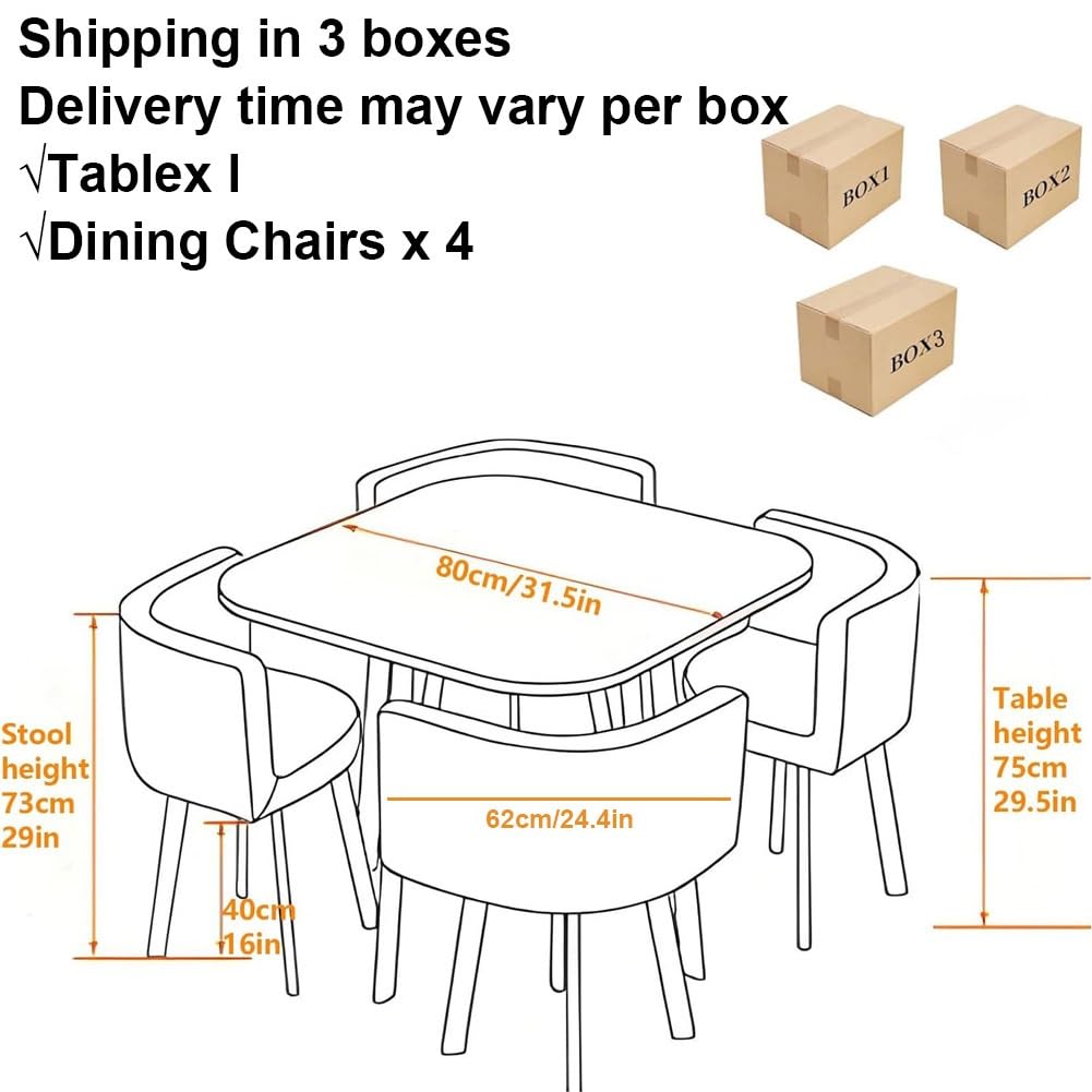 Set da pranzo salvaspazio da 5 pezzi per 4 persone, tavolo da cucina in legno grigio chiaro per casa, appartamento, ufficio, sala conferenze