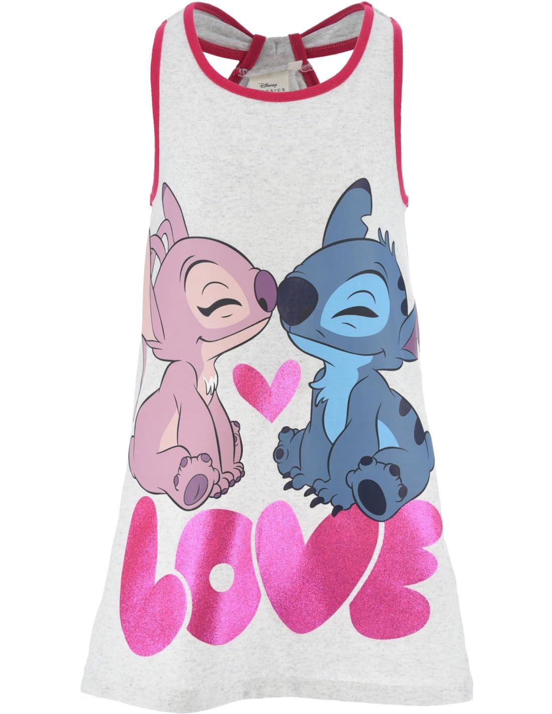 Disney Stitch Vestido para Niñas, Vestido Manga Corta para Niñas, Diseño 'Love' Stitch y Angel Vestido, Regalo para Niñas, Tallas 6 a 12 Años