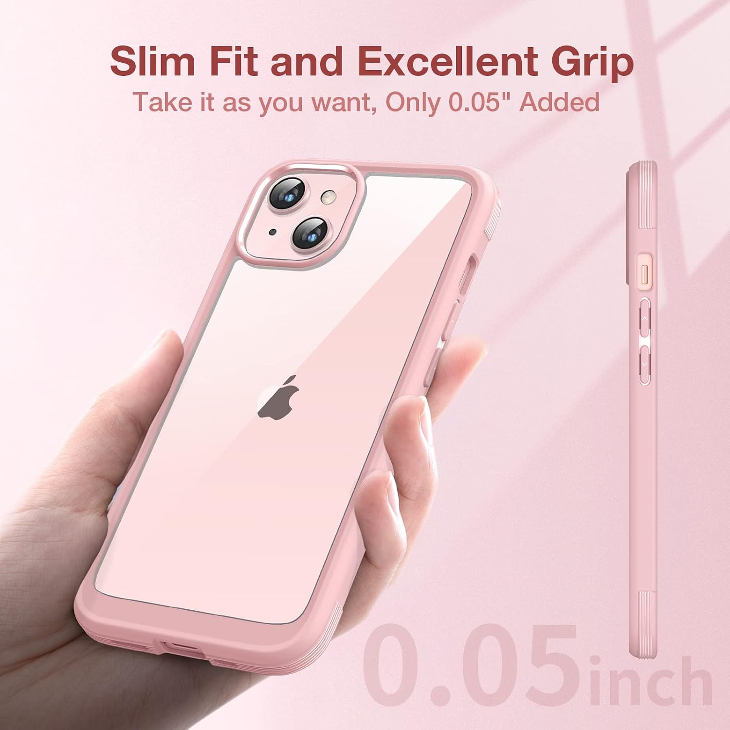 Miracase Compatible with iPhone 13 Case 6.1 inch, [Anti-Yellowing] [Military Grade Drop Protection] Shockproof Protective Cover Slim Fit Ultra-Thin Phone Case (Pink)