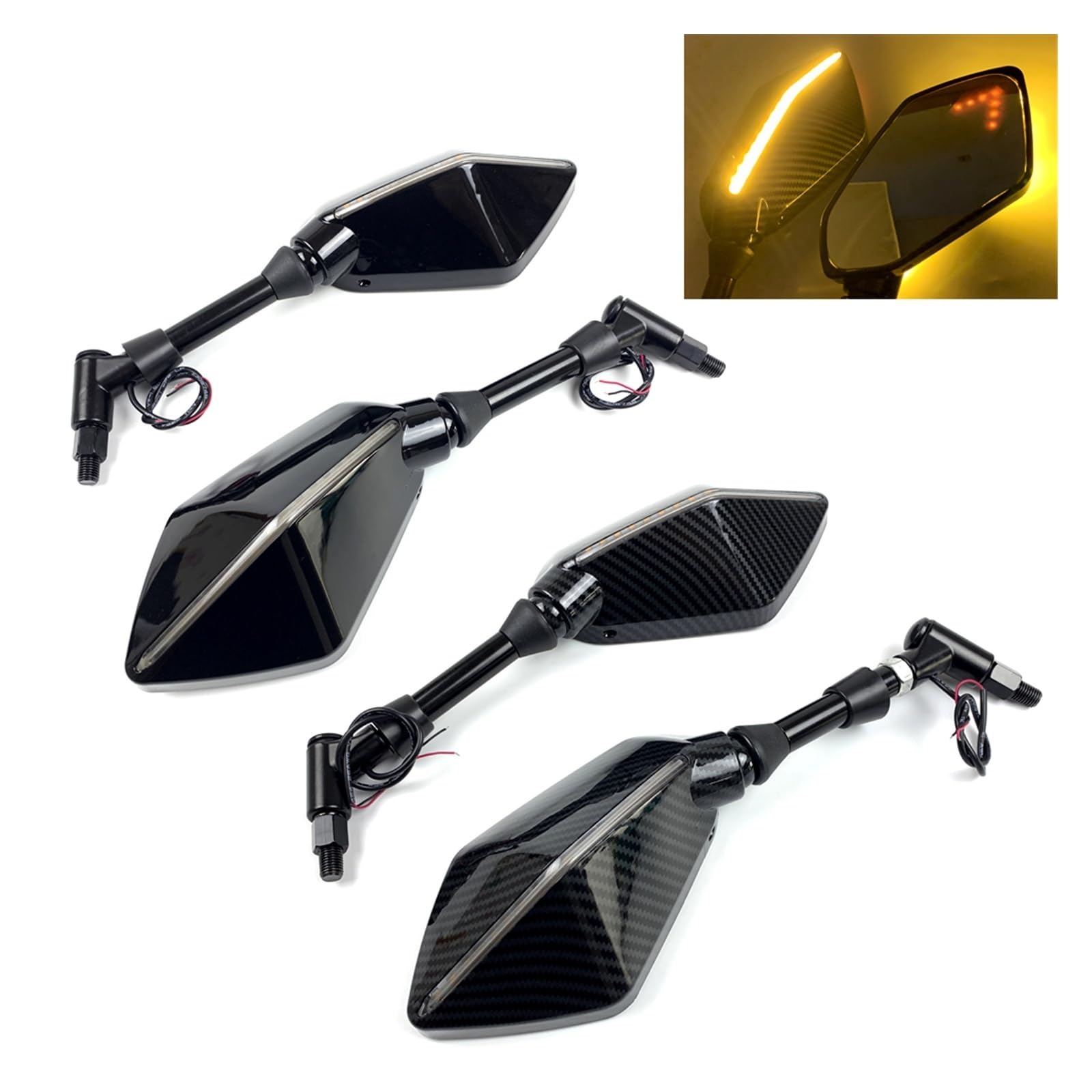 Espejo Retrovisor Lateral Motocicleta Espejo Retrovisor Para Motocicleta Scooter Motocross Espejos Retrovisores Electrombile Lateral Trasero 8/10mm Fibra Carbono 2 Unids/par | 10mm Black