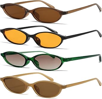 Retro Oval Cat Eye Sunglasses for Women 90s y2k Thin Sunglasses Womens Trendy Sun Glasses UV Protection