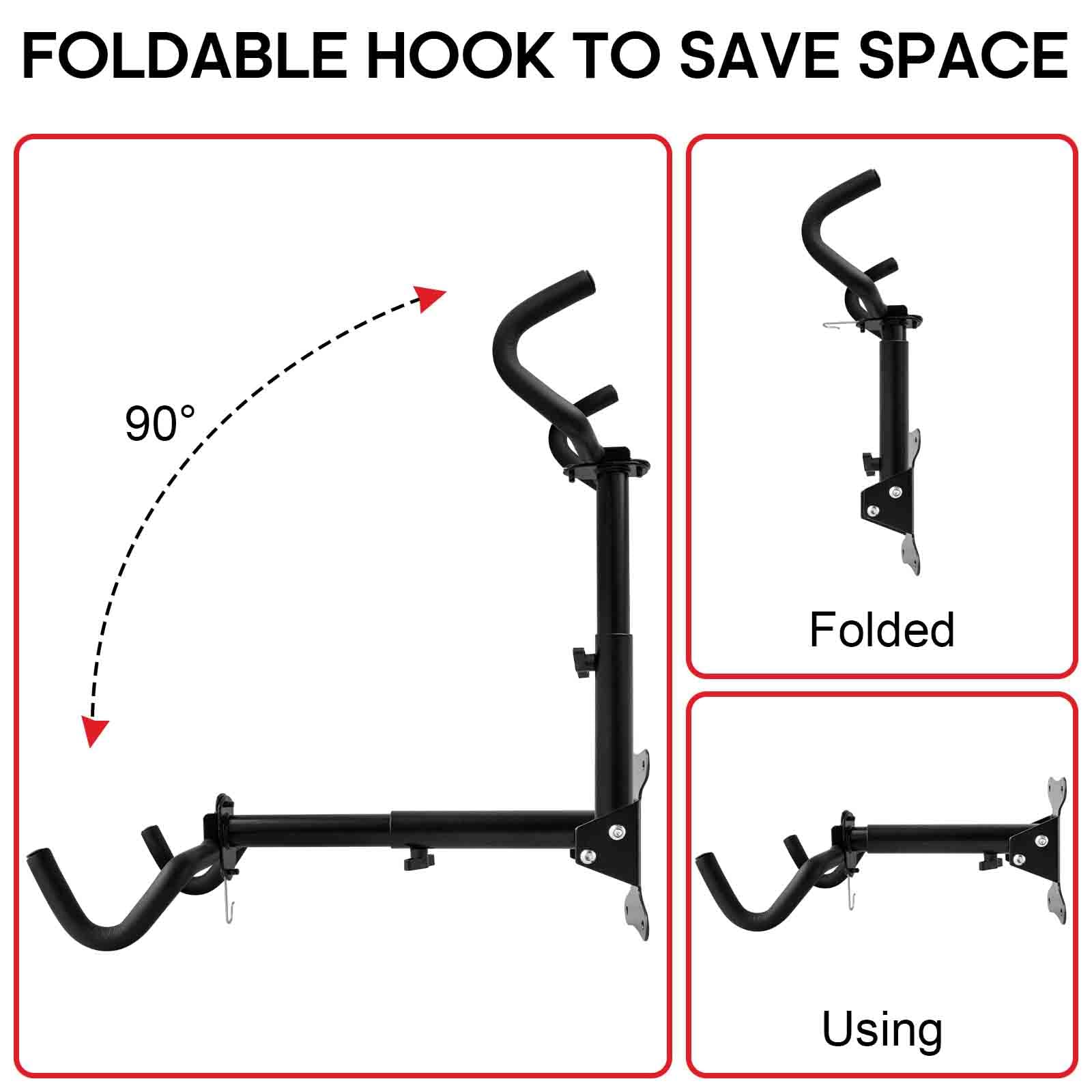 Fahrrad Wandhalterung 2 Stück, Faltbarer Garage Fahrradhalter Verstellbare horizontale Fahrradaufhängung Wand, Einstellbare Länge, Fahrradaufhänger für Mountainbikes, Rennräder und Hybridräder