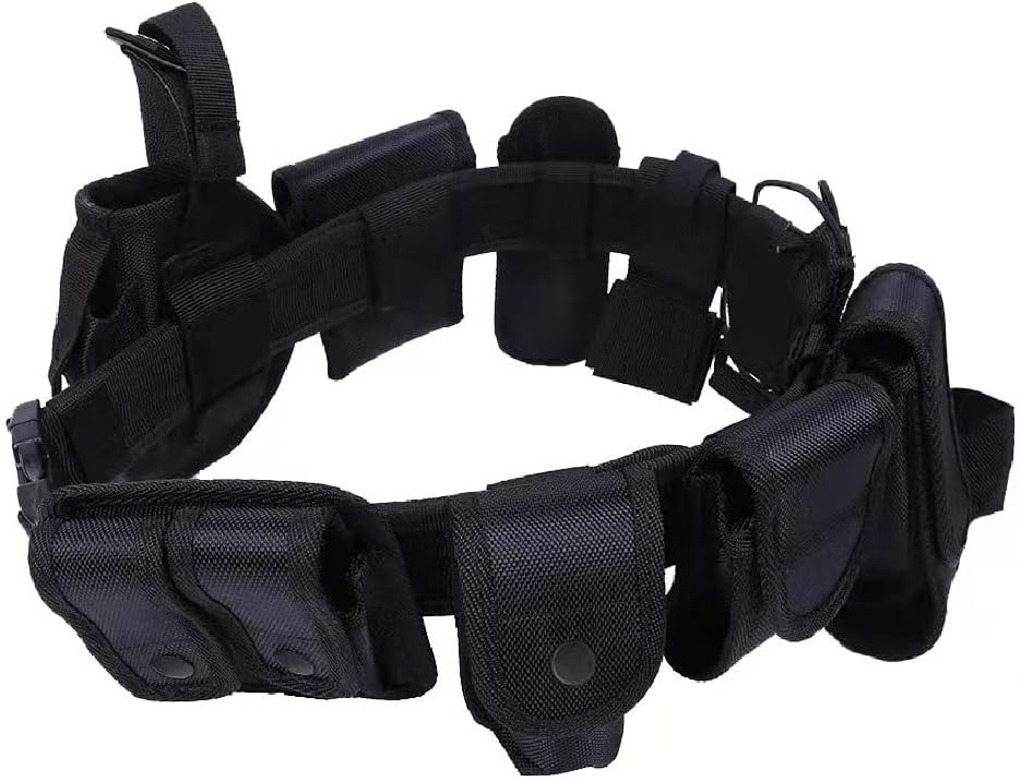HUNANBANG 10 in 1 Duty Belt Black Law Enforcement Tactical Equipment System Set 10 pcs