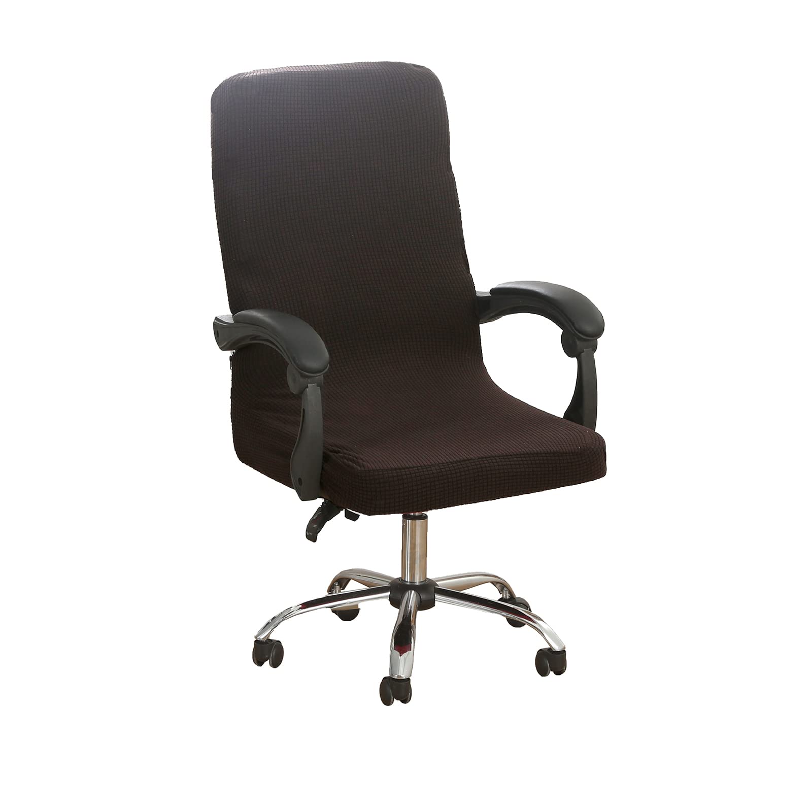 HACLEN Jacquard Office Chair Cover Stretch Boss Chair Covers High Back Desk Chair Cover Polyester Washable Slipcovers for Universal Rotating Chair Protectors -black-Large