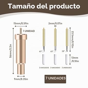 6 Pieces Deep Cut Blade Blades with Case for Cricut Maker, Explore Air 2, Explore 3, Air 3 and Explore One, 30/45/60 Degree Blades for Crafts Cardstock, Vinyl and Felt, Gold