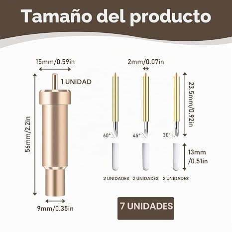 6 Pieces Deep Cut Blade Blades with Case for Cricut Maker, Explore Air 2, Explore 3, Air 3 and Explore One, 30/45/60 Degree Blades for Crafts Cardstock, Vinyl and Felt, Gold