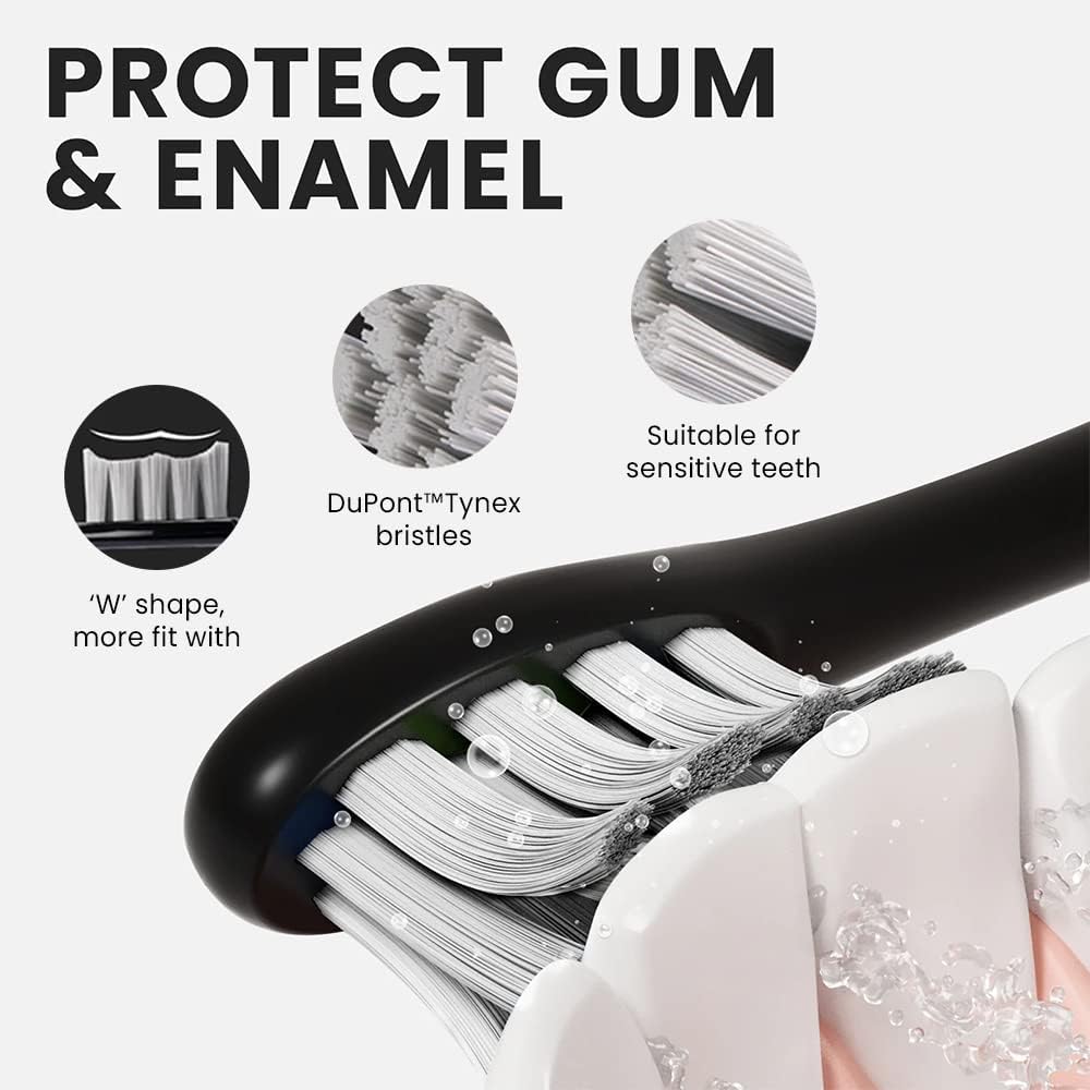 Close-up of Oclean toothbrush head with W-shape DuPont Tynex bristles