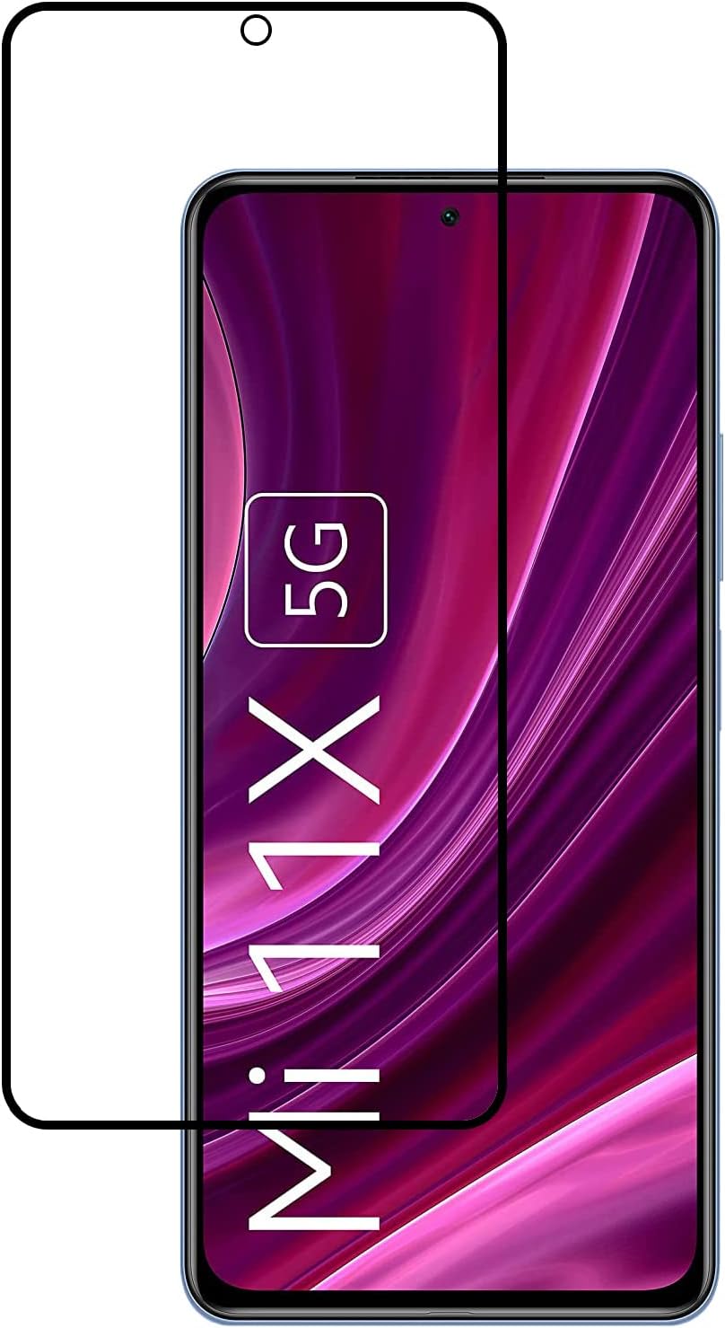 Tempered Glass Screen Guard for Mi 11x 5G / Mi 11x Pro 5G / Xiaomi 11i / 11i Hypercharge (Black) Edge to Edge Full Screen Coverage Gorilla Protector with Easy Installation Kit; Pack of 1