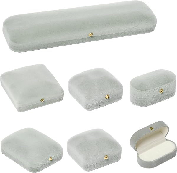Lot de 6 Ecrin Bijoux Boite Cadeau Velours Boîte à Pendentif Ecrin Bracelet Velours Boîte De Colliers Boîte à Bagues Flanelle Carré Pour Collier, Boucles D'oreilles Bracelets et Bagues - 1