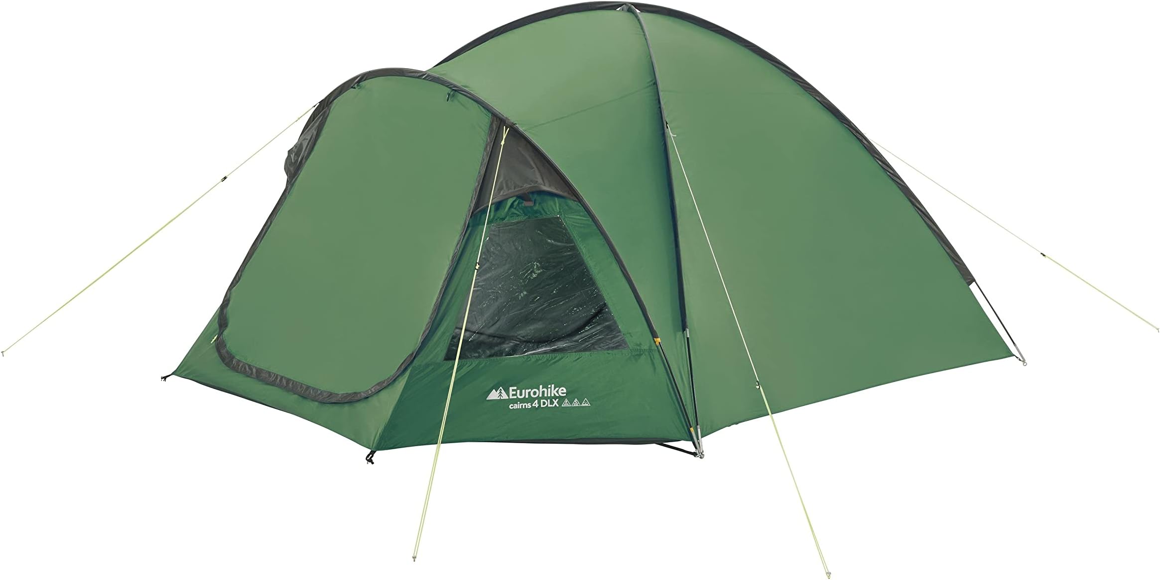 Eurohike Cairns 4 Deluxe Nightfall Tent for 4 People with Darkened Bedroom, Separate Living Area, 4 Man, Easy to Pitch, Tunnel, Sewn In Groundsheet, Family Camping, Festivals, 2000mm HH, Green
