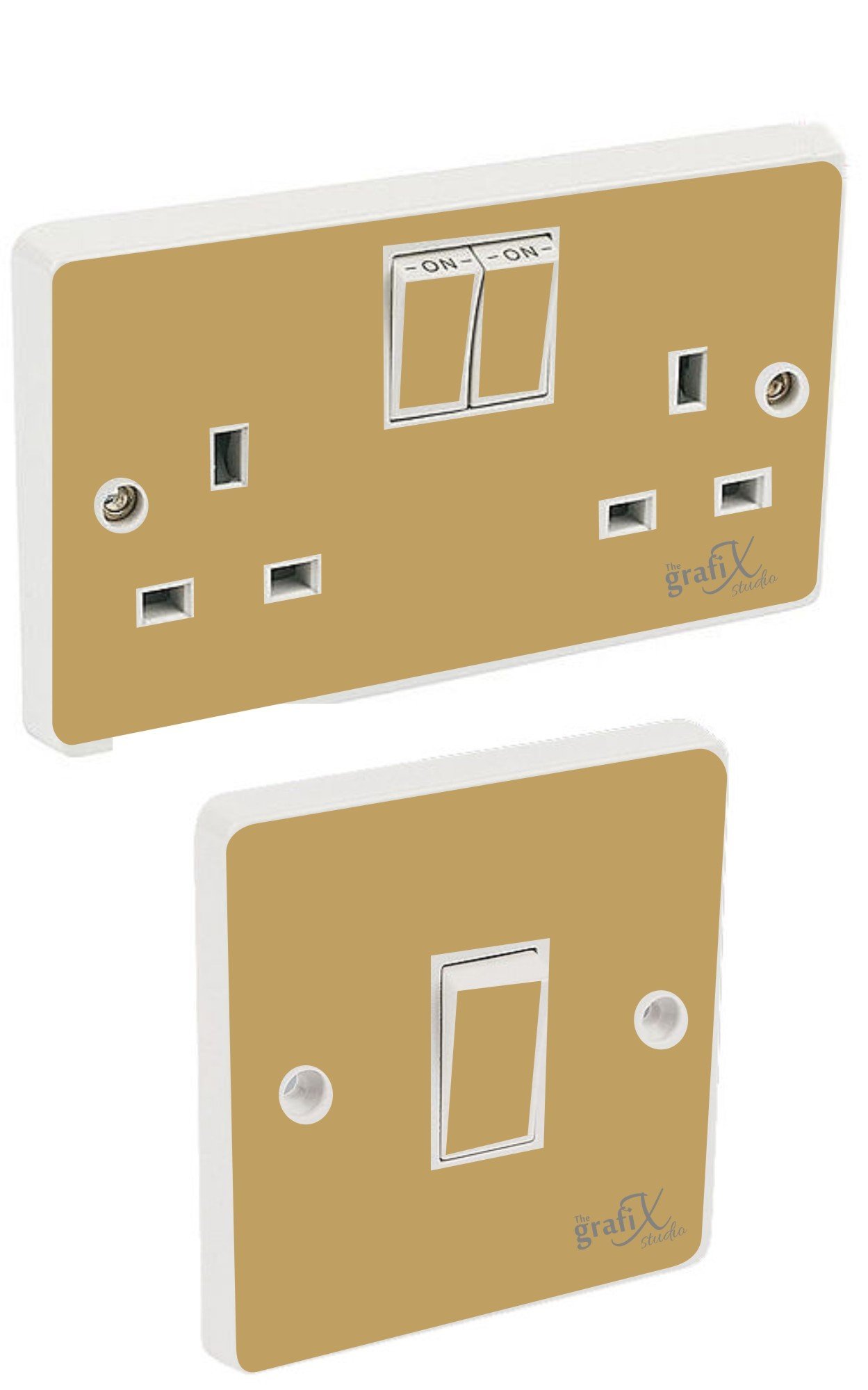Gold Gloss Light Switch & Double Socket Sticker Vinyl/Skin Cover