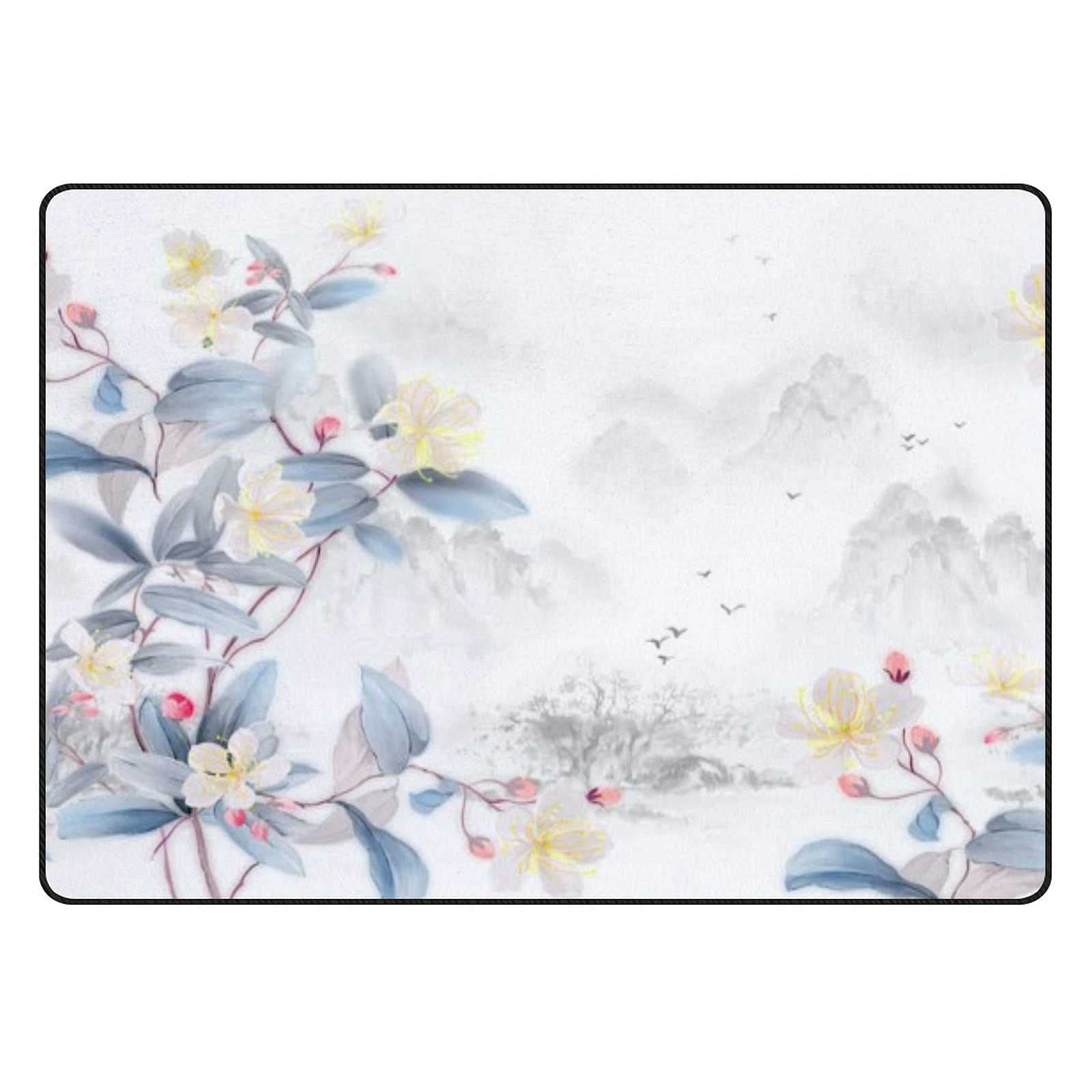 Tapis aquarelle ne perd pas ses poils grand format en velours corail blanc doux
