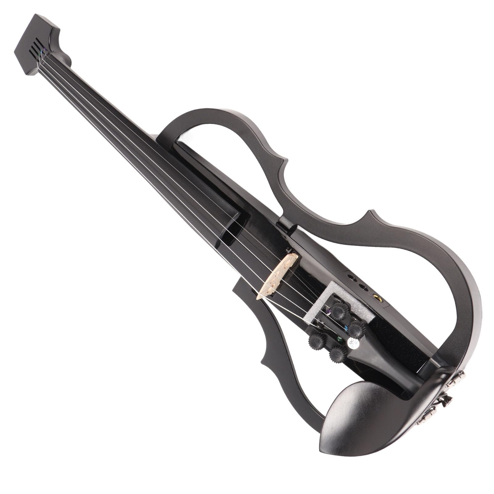 Violino Elettrico Silenzioso 4/4 con Suono Regolabile e Pickup Integrato per Esercitazioni Ed Esibizioni Adulti e Principianti Fibra di Carbonio Nero