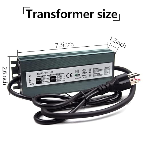 Miniatura 2 de Paquete de 2 controladores LED de 120 W 12 V CC de bajo voltaje fuente de alimentación LED IP67 impermeable transformador LED con enchufe de 3
