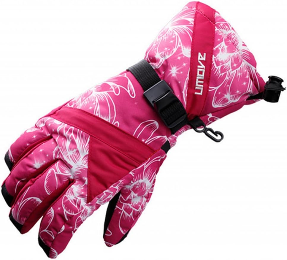 Women's Waterproof Ski Glove, Shipman Sports and Outdoors Women's Winter Windproof Warm Full Finger Gloves for Cycling Hiking Skiing Traveling (Girl,Rose)