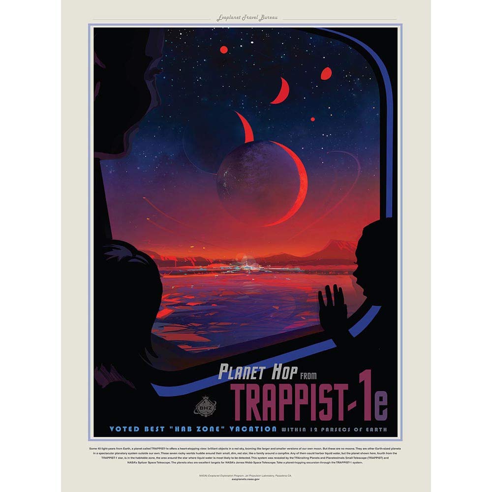Wee Blue Coo Nasa Space Travel Advert Trappist 1E Planet Hop Art Print Poster Wall Decor 12X16 Inch