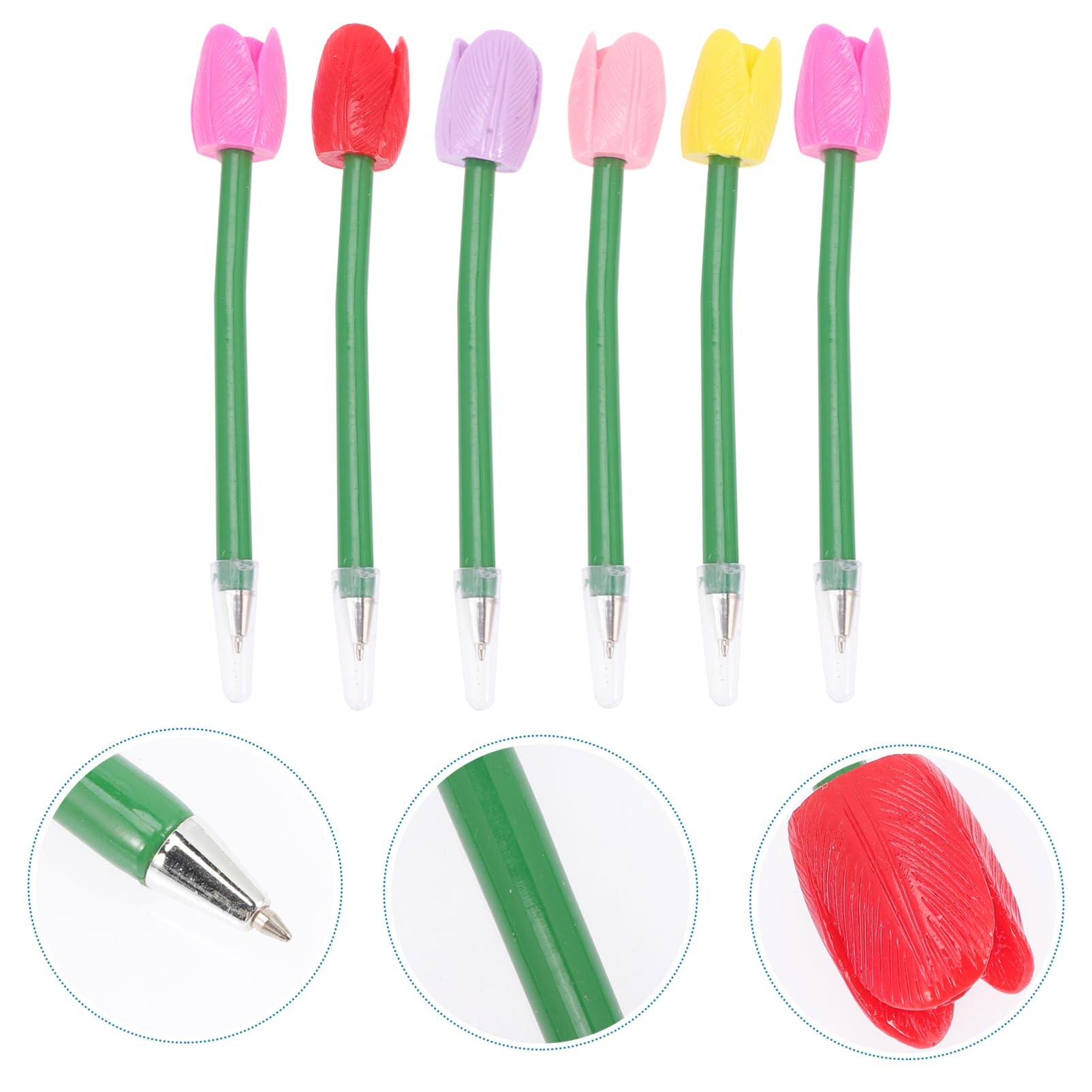 4 Set Penna A Sfera Tulipano Pianta Evidenziatori Penne Floreali Che Cambiano Penne Gel Retrattile Matite Floreali Trasparente Penna A Più Colori Plastica 6 Pezzi * 4