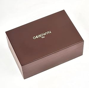 Goodwyn Assorted Tea Sampler Box  90 Individually Wrapped Tea Bags | Premium Herbal, Black & Green Tea Collection in Reusable Wooden Chest | 9 Flavors x 10 Each: Peppermint, Chamomile, Assam, Darjeeling, Lemon, Green Tea, Kahwa, Jasmine, Earl Grey | Ideal Gift Set Box