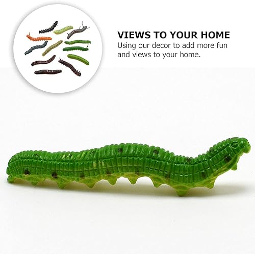 Miniatura 8 de Caterpillar de plástico 24 piezas de juguete artificial de decoración de reptiles para niños, ornamento de paisaje de oruga falsa