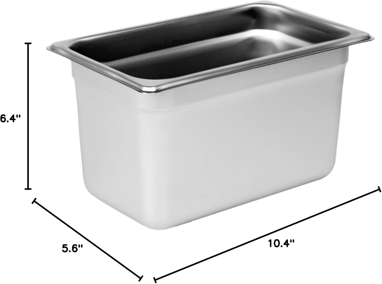 Tiger Chef 6-inch 1/4 Quarter Size Stainless Steel Anti-Jam Steam Table Pans 2-Pack