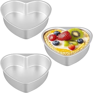 SEUNMUK 3 PCS 8 Inch Heart Cake Pans, Aluminum Heart Shaped Cake Tin Molds