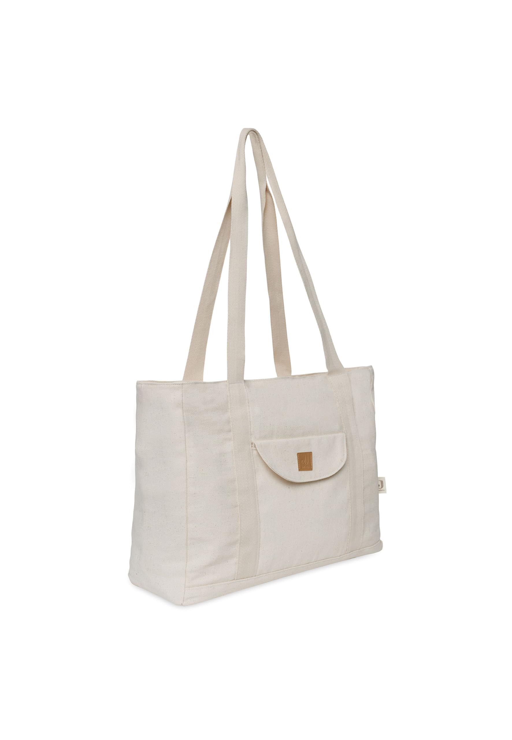 Jollein Borsa shopper per pannolini – Twill, Natural – Cotone – Borsa per passeggino – Borsa multifunzione – Beige chiaro