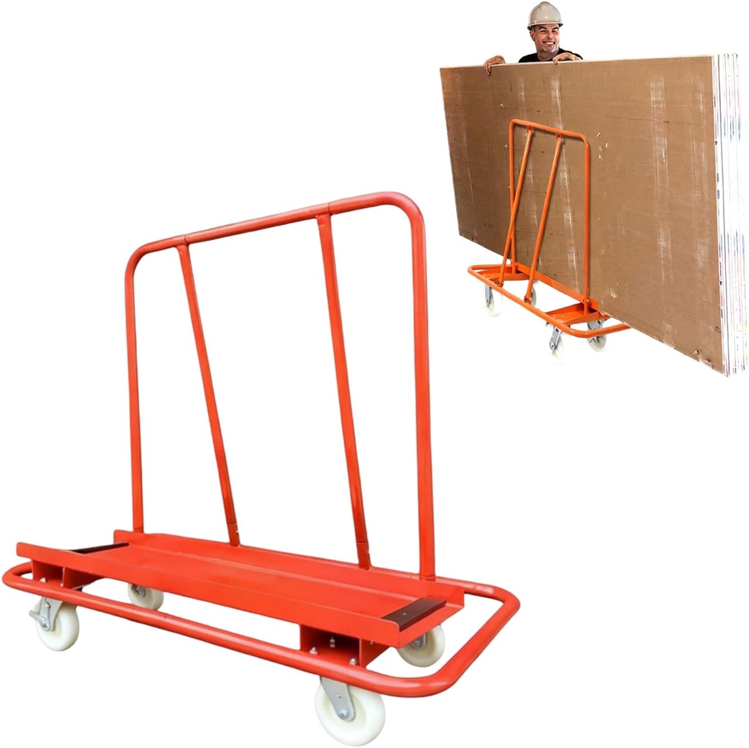 Upgrade Drywall Sheet Cart Dolly, 3300lbs Load Capacity Heavy Duty Drywall Sheet Cart with Rubber Protective Strips & Lockable Wheels, Glass Handling Cart for Warehouse Factory