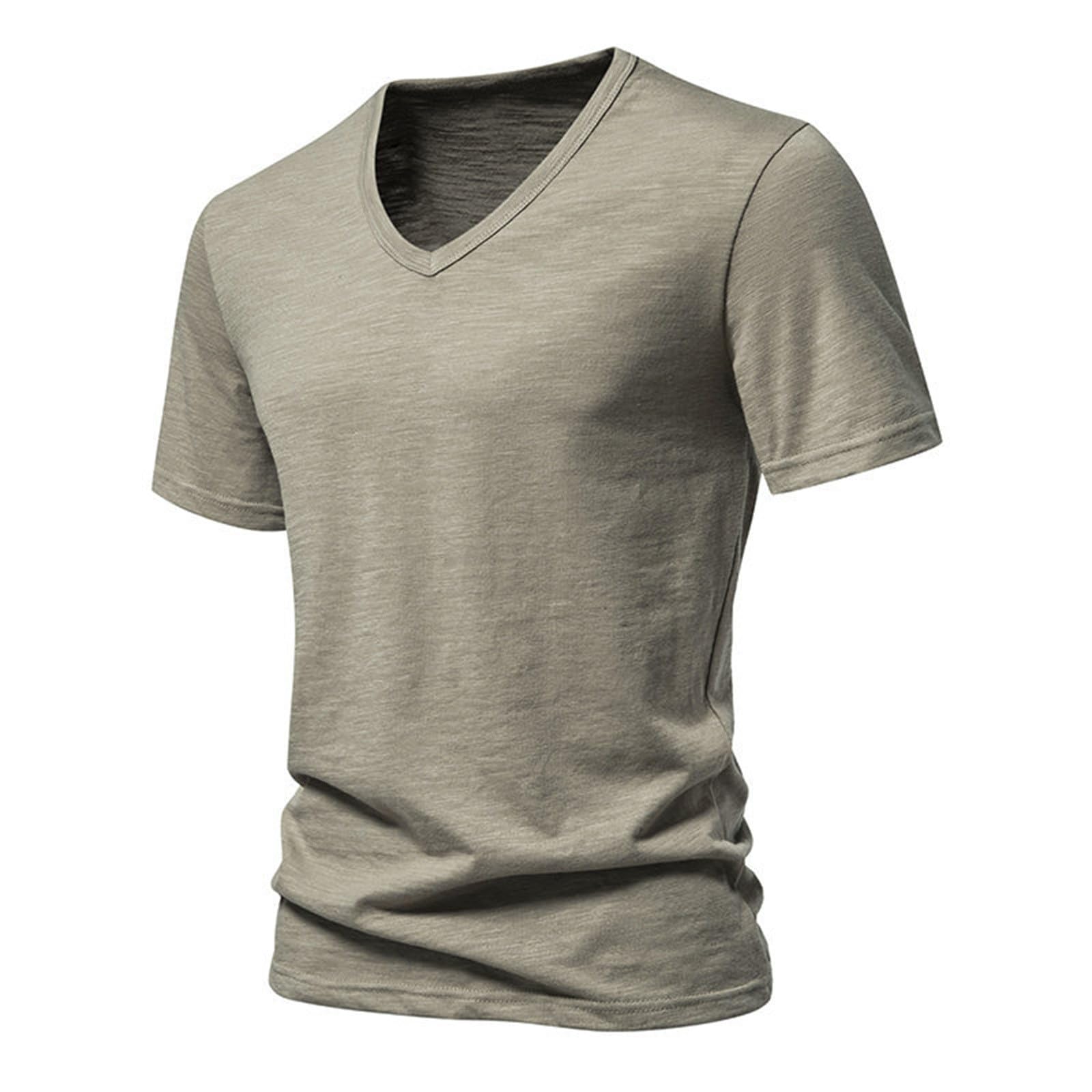 Basic v hals t shirt vintage washed denim blauw heren