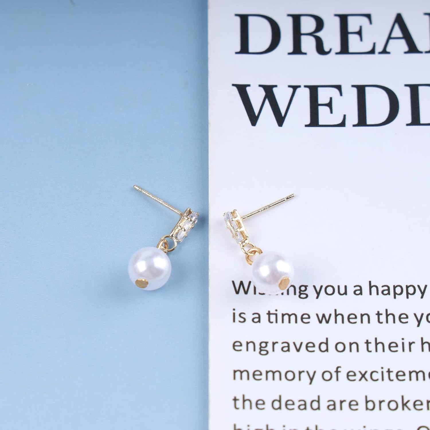 Bohemian Pearl Drop Earrings Gold Crystal Bar Stud Earrings Cz Pearl Dangle Earrings Rhinestone Earrings Jewelry for Women Gifts - Image 7