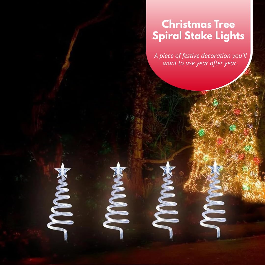 Marco Paul, set di 4 luci a spirale per albero per interni ed esterni, illuminazione natalizia da giardino, decorazione per la casa, 40 LED a batteria, percorso e patio, illuminazione festiva