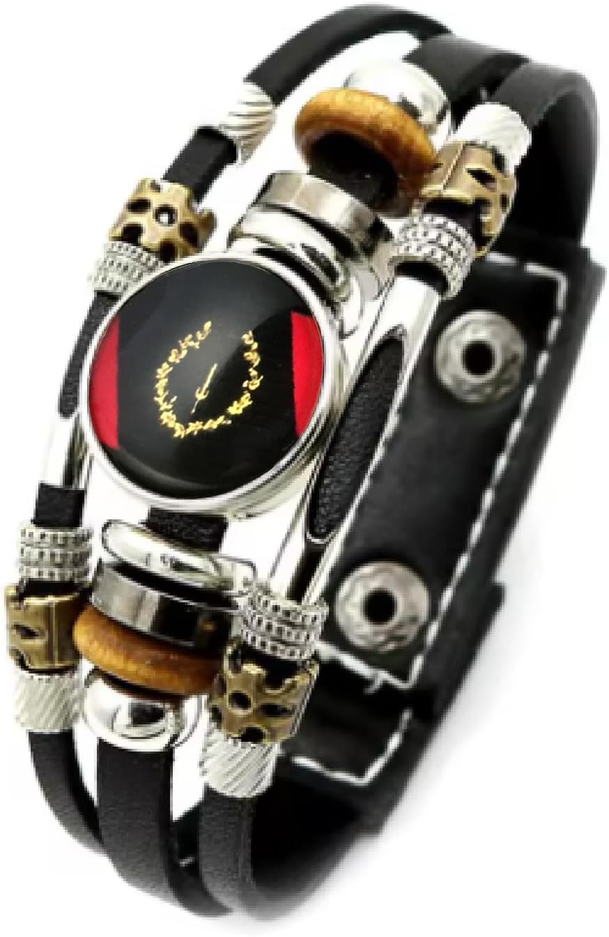 Black American Heritage Flag Bracelet - African American Flag Bracelet for Women Men - Glass Cabochon Bracelet Jewelry