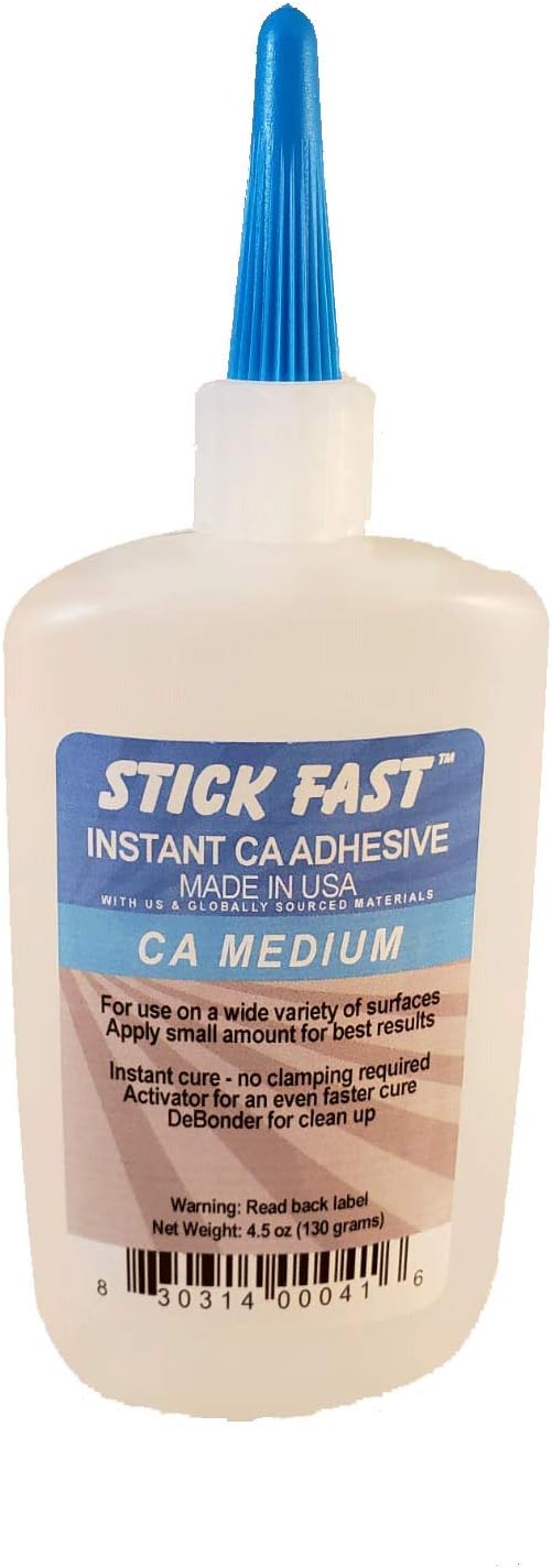 Stick Fast Cyanoacrylate Adhesives (CA) Glue Bottle, Multipurpose, Fast Bonding, Clear, Medium, 4.5 Ounces