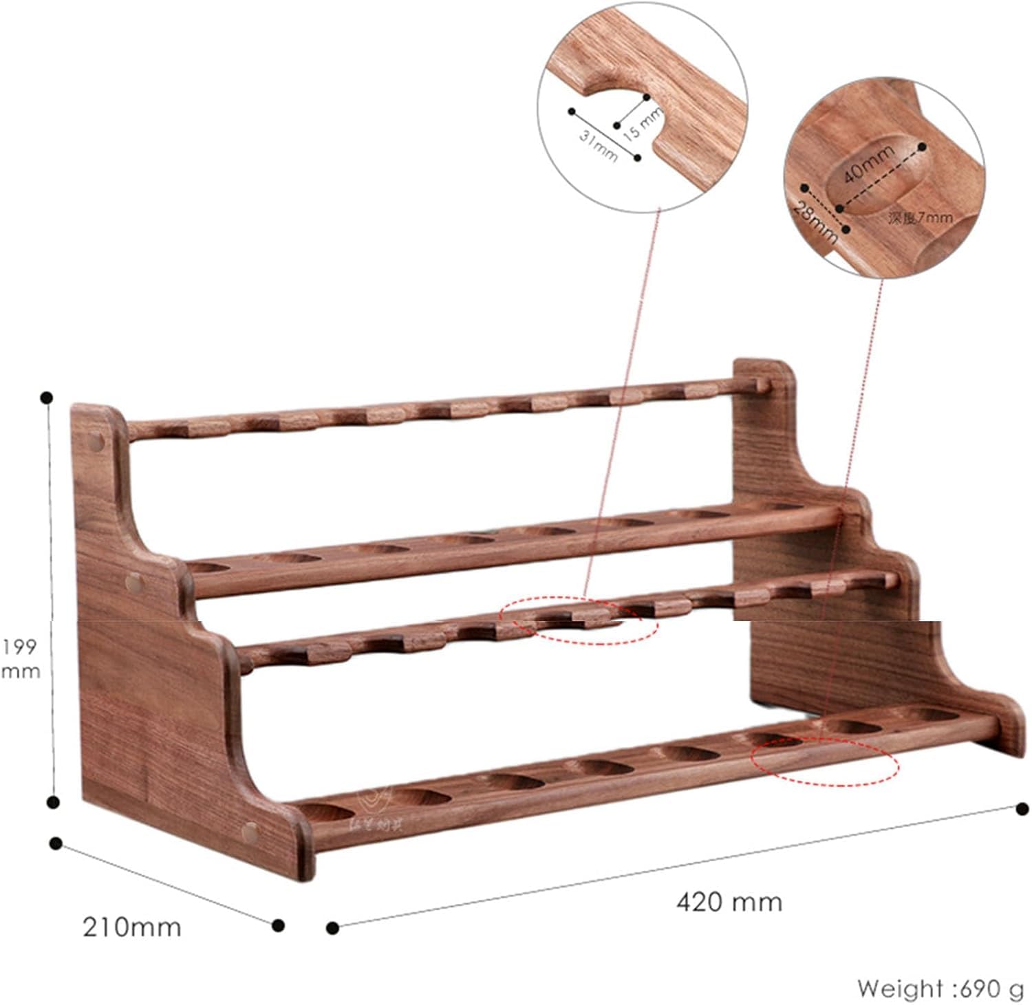 Räucherpfeifenständer - Holz Display Halter für 16 Pfeifen, Tabakpfeifenständer Halter, passt für die meisten Pfeifen, perfekt für gebogene oder gerade Pfeifen