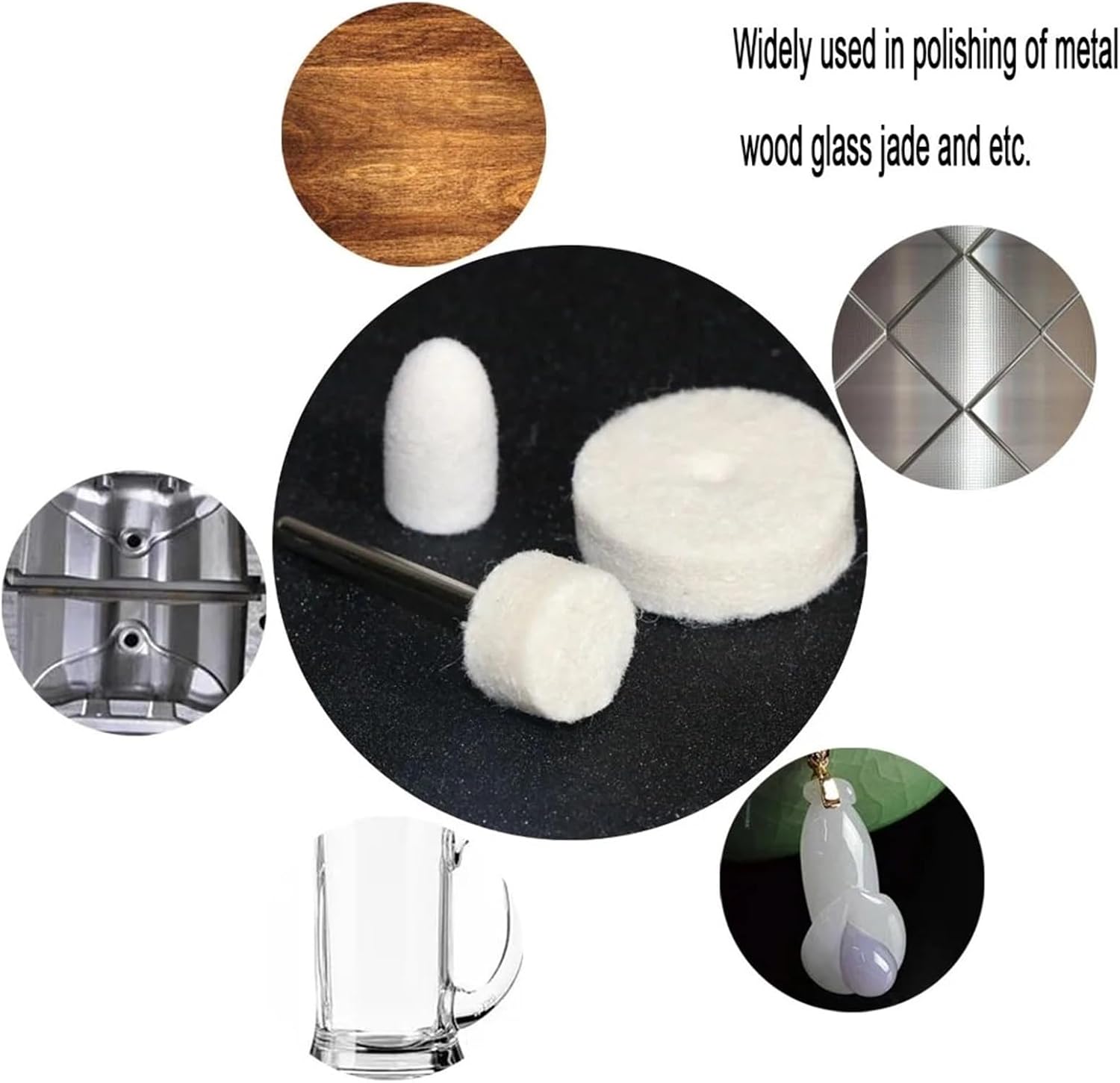 20pc/30pc/50pc Wool Felt Polishing Buffing Round Wheel Grinding Pad 3mm Shank for Rotary Tool Accessories
