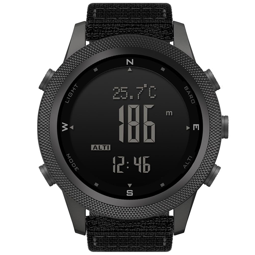 NORTH EDGE Apache Outdoor Digitaluhr Herren, 50M, Kompass | ABC-Outdooruhr, 50M wasserdicht, Höhenmesser, Barometer, Kompass, Schrittzähler, EL-Licht