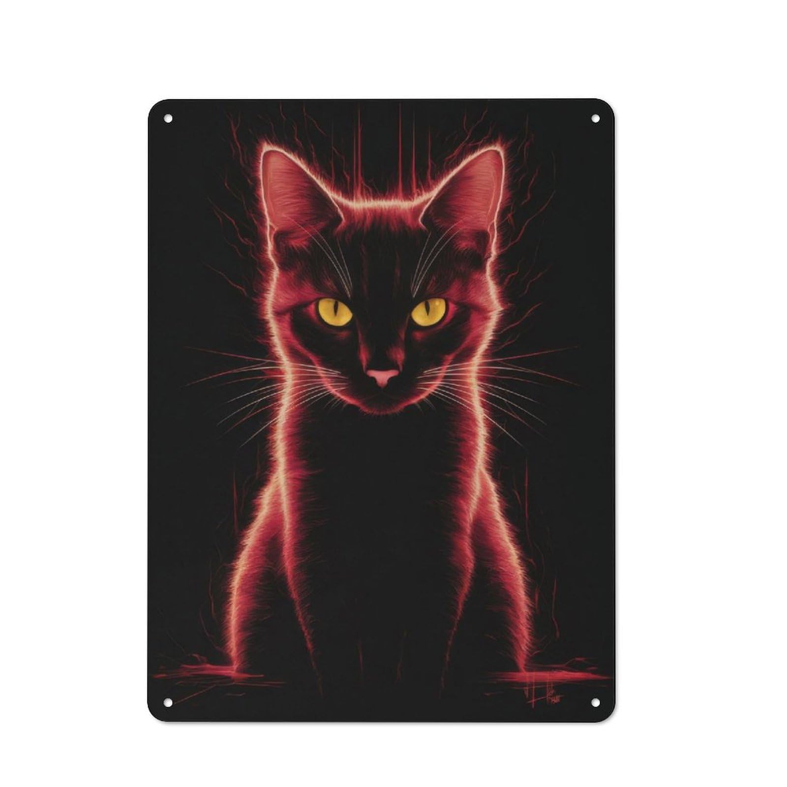 Junmoney Cat Fire Cat Vintage Metal Sign 40X30cm For Pub Or Café, For Collectors Of Vintage Metal Wall Decor