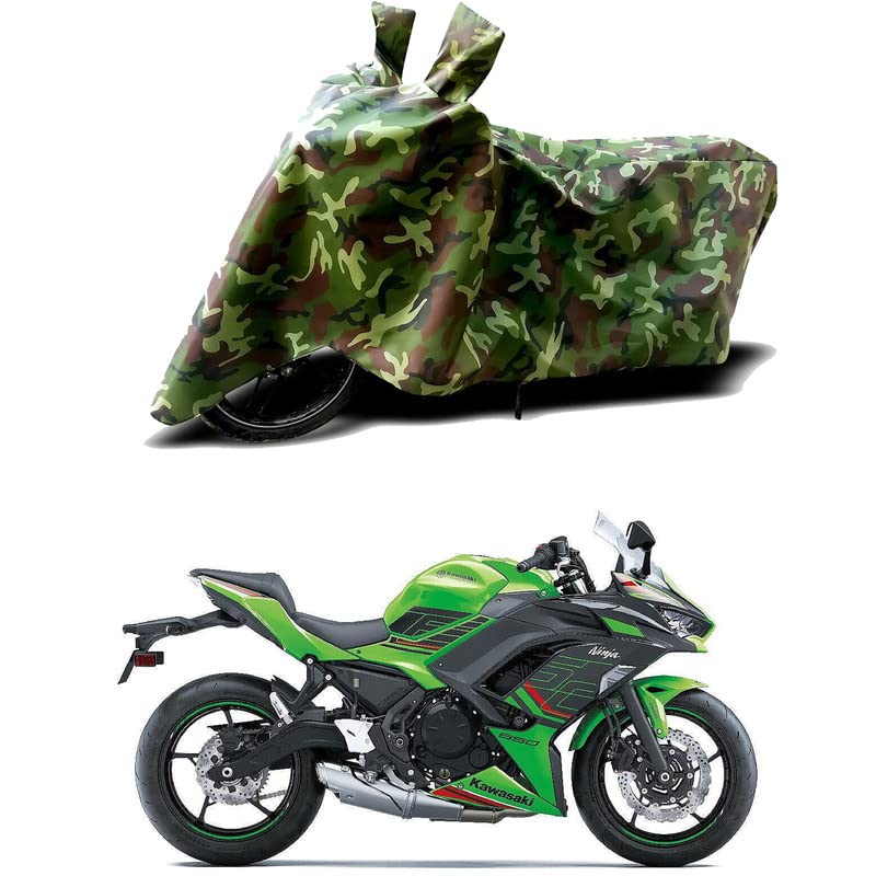 Image of 100% Water Resistant Full Bike Scooty Two Wheeler Body Cover Compatible for KawasaNinja 650 /UV-Rays /Heat Protection /Birds Dropping /Scratchproof /Dust Proof /Waterproof /All Varients[Green MJ]