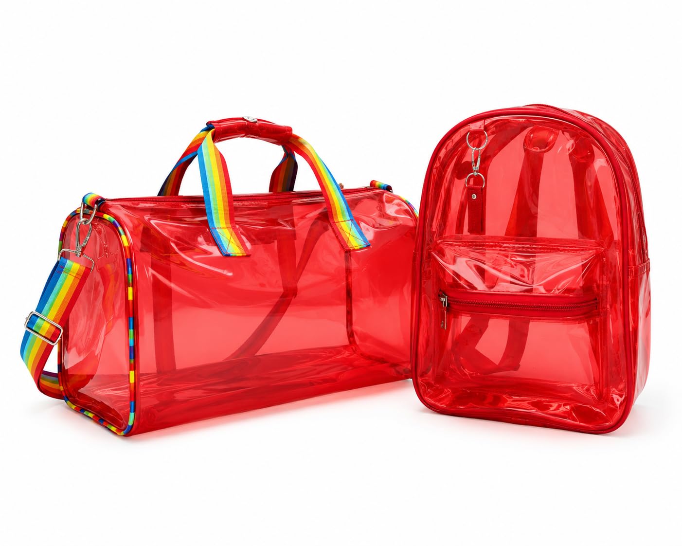 Echo Boomers Transparent PVC Duffle Bag & Backpack Combo | Clear Lightweight Travel, Gym, Beach & Swimming Bag Set with Adjustable Shoulder Strap-image-36