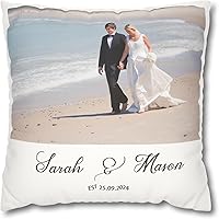 Vista 14 de Funda de almohada personalizada para boda con nombres de la pareja y fecha personalizada, almohada con monograma para aniversario de boda