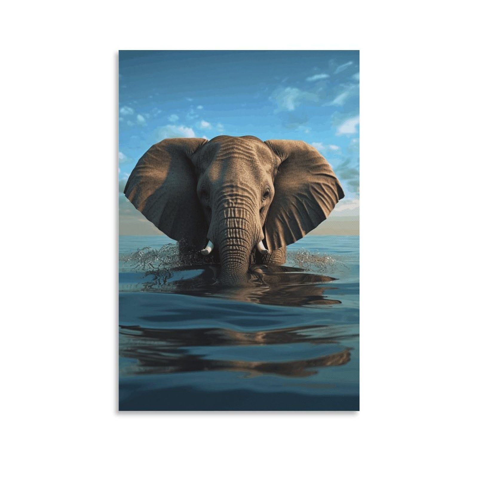 Toile éléphant assis dans l'eau pour une décoration intérieure inspirante - 8