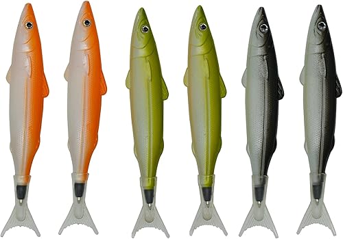 Miniatura 8 de Maydahui 6 bolígrafos de pescado creativos novedosos bolígrafos de tinta negra para escuela, oficina, hogar