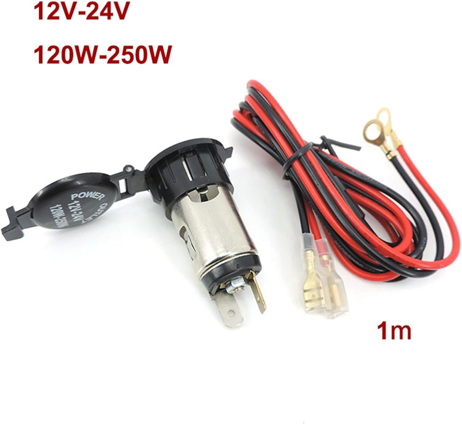 1pcs DC 12V-24V 120W-250W Car 10A Cigarette Lighter Female Socket Power Supply with Waterproof Cover Case with Wire Connector