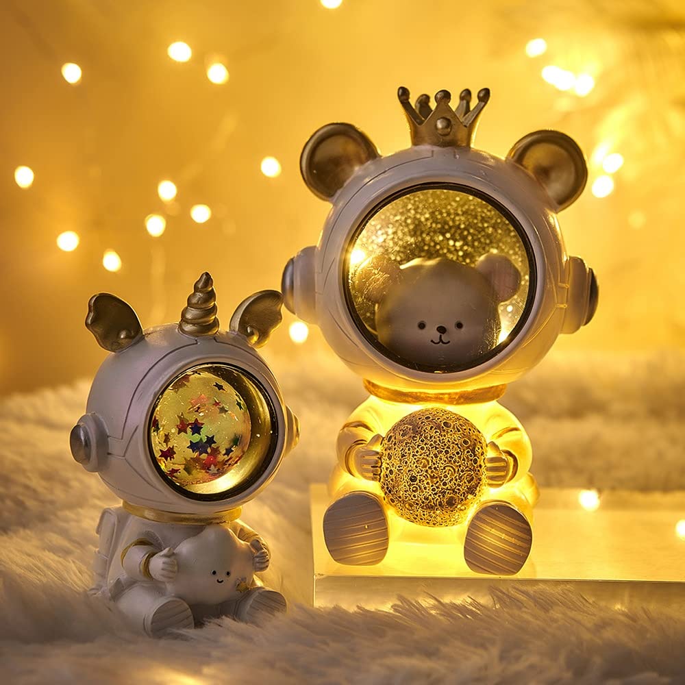 Estatua decorativa Resina Astronauta Figuras Luz de noche Decoración del hogar Accesorios Cosmonauta Estatua Escultura Habitación Decoración Decoración Niño Regalo Decoraciones para el hogar