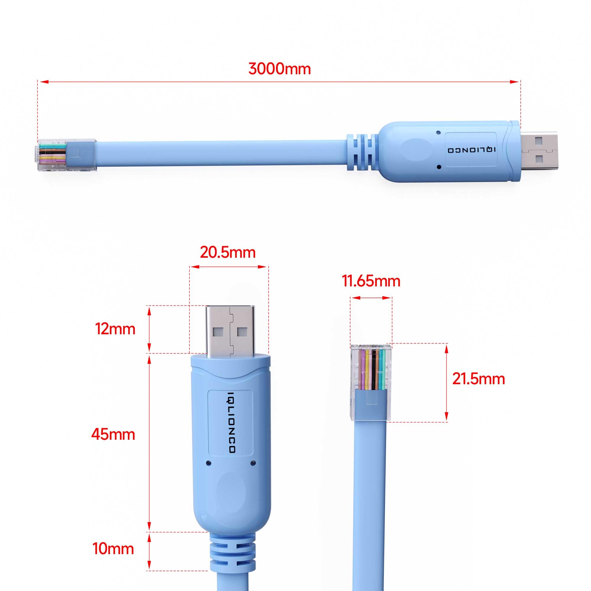 Cable de consola USB a RJ45, adaptador serie USB de 10 pies, cable serie RS232 para configuración de conmutador/enrutador (Plug & Play)