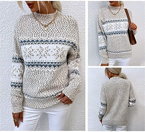 Women's 2026 Fall Winter Tops Christmas Snowflakes Half Turtleneck Knitted Pullover Sweater Holiday Vacation Tops - Image 3