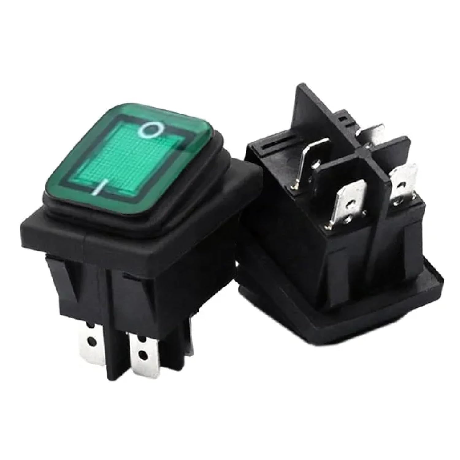 Waterproof Rocker Switch with LED Light, 4 Pin 6 Pin ON/Off, 16A 12V DC, Red Black Illuminated Button for Car Boat Applications (KCD4-4 Black)