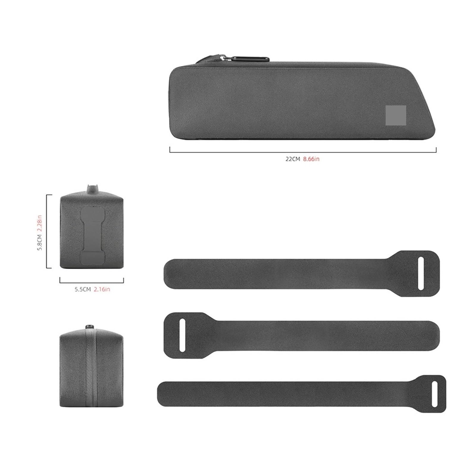 Bolsa for Tubo Superior de Bicicleta, Caja Parachoques Delantero Impermeable con Tornillo y Correa sujeción, Compatible conducción Urbana Carreras(Top Tube Bag-Black)