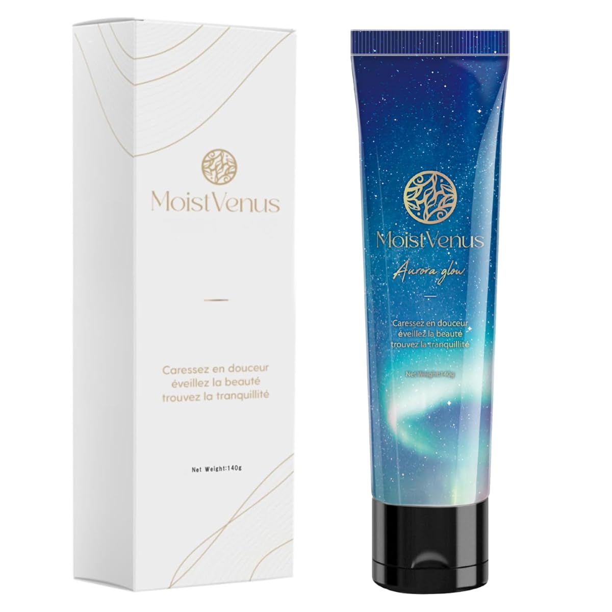 【W受賞・皮膚科医監修】潤滑ゼリー 140g ヒト幹細胞 皮膚科医試験済 美容エキス配合 ローション 大容量 オーガニック MoistVenus Aurora Glow 妊活 潤い ジェル ノンアルコール 挿入 潤滑剤 ゼリー 女性用 男性用 うるおい マッサージ プレミアム モイスト 保湿 乾燥肌 敏感肌 VIO フェムケア