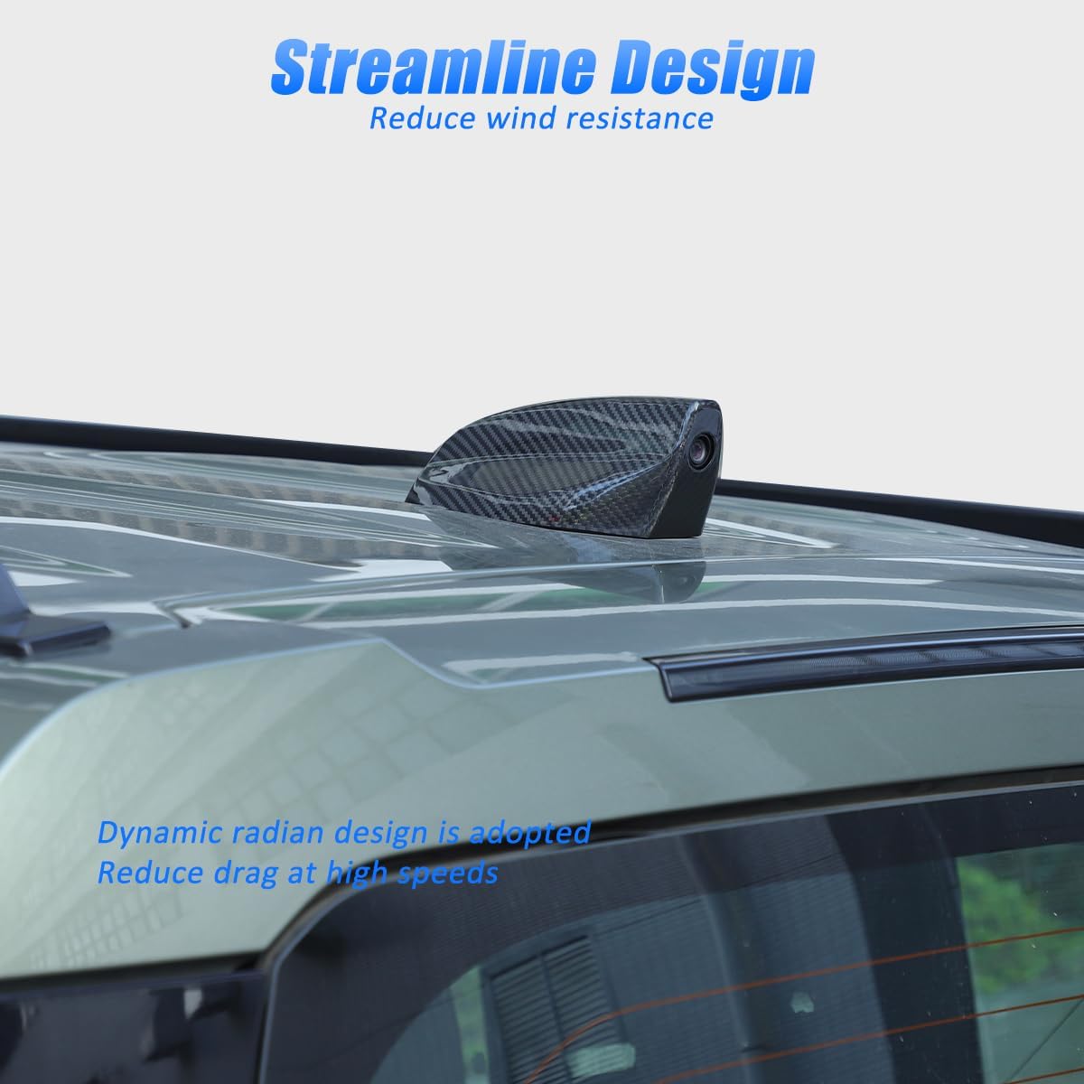 100% Real Carbon Fiber Car Shark Fin Antenna Cover Roof Aerial Compatible with Land Rover Defender 90 110 130 2020-2026 Vehicle Shark Fin Shape Cover,Auto Cars Antenna Accessories
